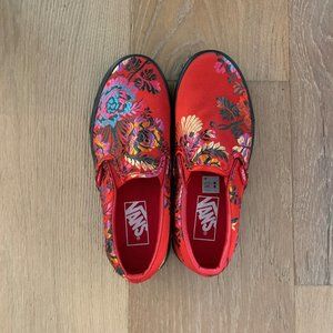 Vans Embroidered Festival Satin Slip-0ns Red